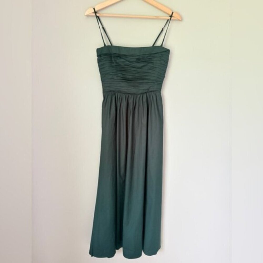 NEW Reformation Lissa Cotton Midi Dress Forest Green Removable Strap | US 4 UK 8 - Picture 6 of 13